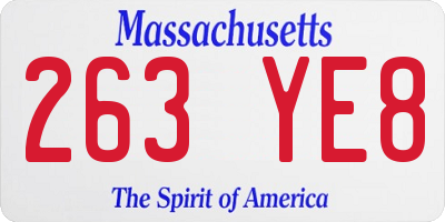 MA license plate 263YE8