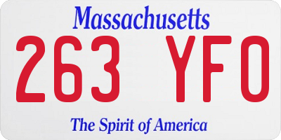 MA license plate 263YF0