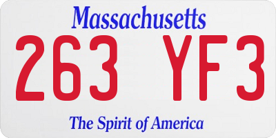 MA license plate 263YF3