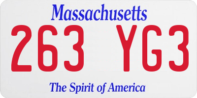MA license plate 263YG3