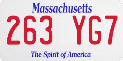 MA license plate 263YG7