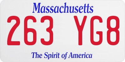 MA license plate 263YG8