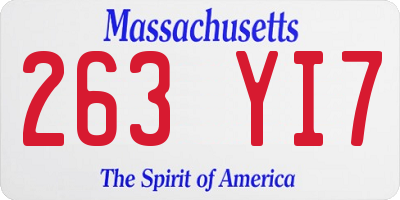 MA license plate 263YI7