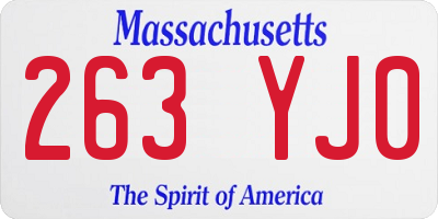 MA license plate 263YJ0