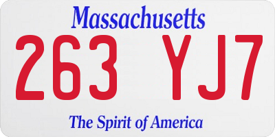 MA license plate 263YJ7