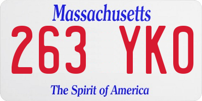 MA license plate 263YK0