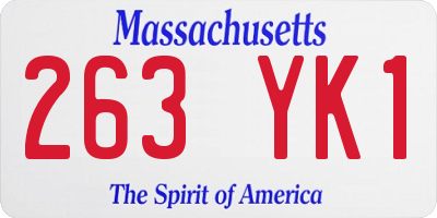 MA license plate 263YK1