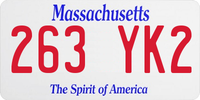MA license plate 263YK2