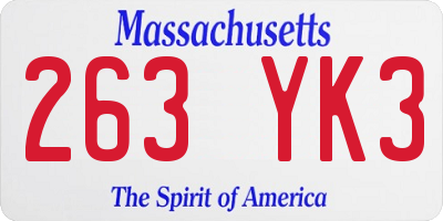 MA license plate 263YK3