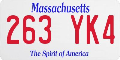 MA license plate 263YK4