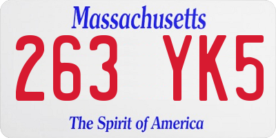 MA license plate 263YK5