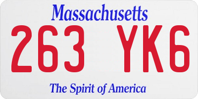 MA license plate 263YK6