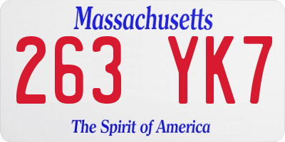 MA license plate 263YK7
