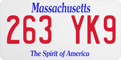 MA license plate 263YK9