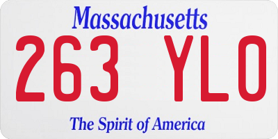 MA license plate 263YL0