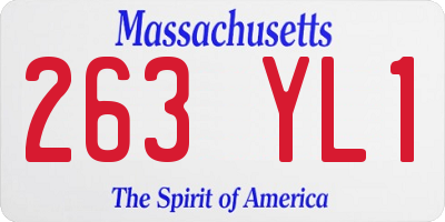 MA license plate 263YL1