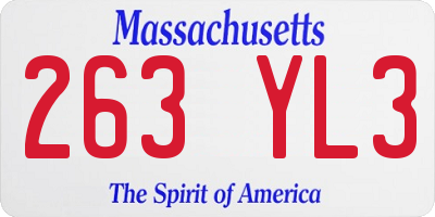 MA license plate 263YL3