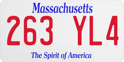 MA license plate 263YL4