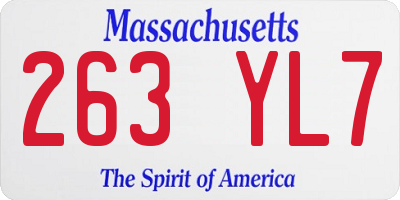 MA license plate 263YL7