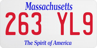 MA license plate 263YL9
