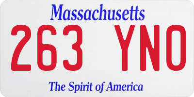 MA license plate 263YN0