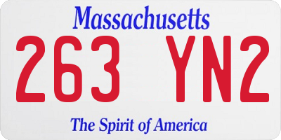 MA license plate 263YN2