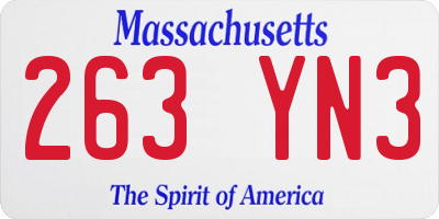 MA license plate 263YN3