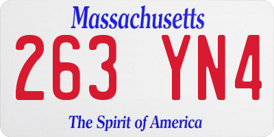 MA license plate 263YN4