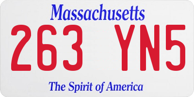 MA license plate 263YN5