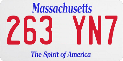 MA license plate 263YN7