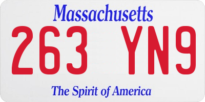 MA license plate 263YN9