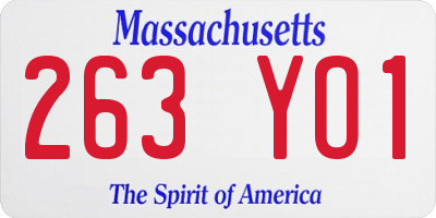 MA license plate 263YO1