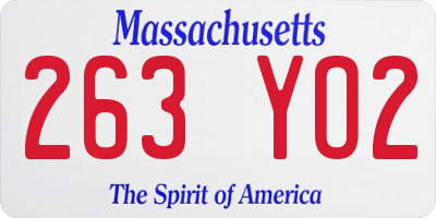 MA license plate 263YO2