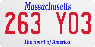 MA license plate 263YO3