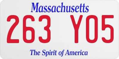 MA license plate 263YO5