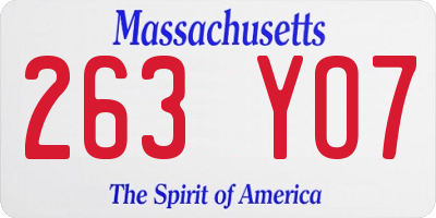 MA license plate 263YO7