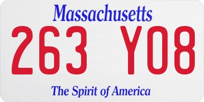 MA license plate 263YO8