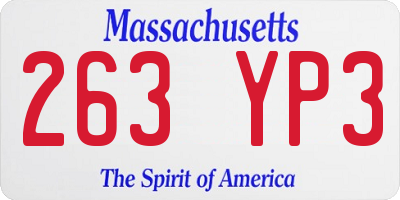 MA license plate 263YP3