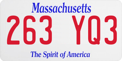 MA license plate 263YQ3