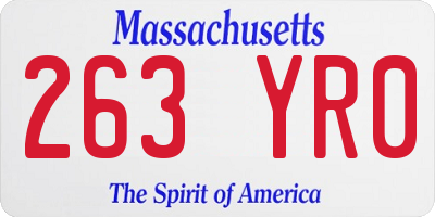 MA license plate 263YR0