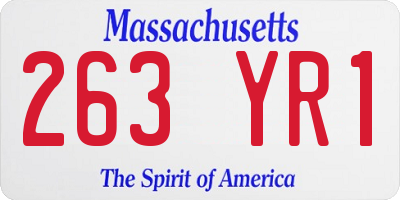 MA license plate 263YR1