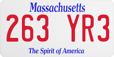 MA license plate 263YR3