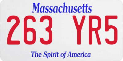 MA license plate 263YR5