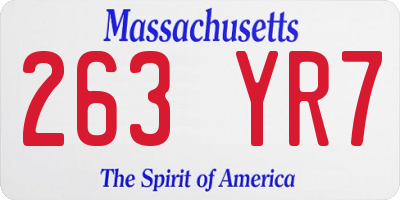 MA license plate 263YR7