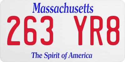 MA license plate 263YR8