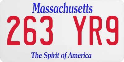 MA license plate 263YR9