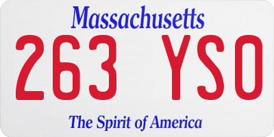 MA license plate 263YS0