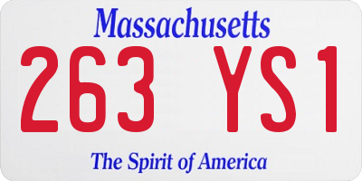 MA license plate 263YS1