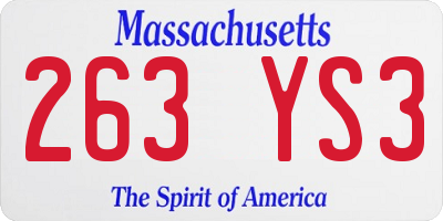 MA license plate 263YS3
