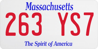 MA license plate 263YS7